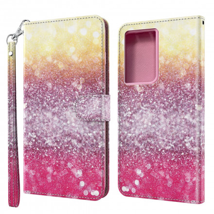 Housse Samsung Galaxy S21 Ultra 5G Dégradé Paillettes Magenta