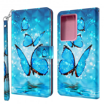 Housse Samsung Galaxy S21 Ultra 5G Papillons Bleus Volants Housse Samsung Galaxy S21 Ultra 5G Papillons Bleus Volants