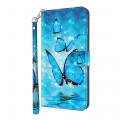 Housse Samsung Galaxy S21 Ultra 5G Papillons Bleus Volants