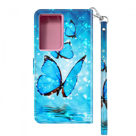 Housse Samsung Galaxy S21 Ultra 5G Papillons Bleus Volants Housse Samsung Galaxy S21 Ultra 5G Papillons Bleus Volants