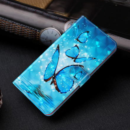 Housse Samsung Galaxy S21 Ultra 5G Papillons Bleus Volants Housse Samsung Galaxy S21 Ultra 5G Papillons Bleus Volants
