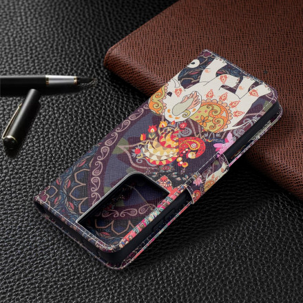 Housse Samsung Galaxy S21 Ultra 5G Mandala Éléphants Ethniques Housse Samsung Galaxy S21 Ultra 5G Mandala Éléphants Ethniques