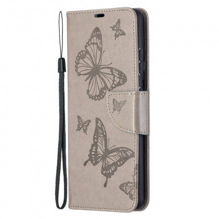Housse Samsung Galaxy S21 Ultra 5G Les Papillons en Vol avec Lanière