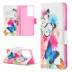 Housse Samsung Galaxy S21 Ultra 5G Papillons et Fleurs Peints Housse Samsung Galaxy S21 Ultra 5G Papillons et Fleurs Peints