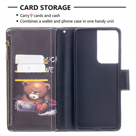 Housse Samsung Galaxy S21 Ultra 5G Poche Zippée Ours Housse Samsung Galaxy S21 Ultra 5G Poche Zippée Ours