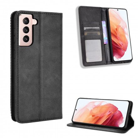 Flip Cover Samsung Galaxy S21 5G Effet Cuir Vintage Stylisé Flip Cover Samsung Galaxy S21 5G Effet Cuir Vintage Stylisé