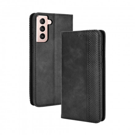 Flip Cover Samsung Galaxy S21 5G Effet Cuir Vintage Stylisé Flip Cover Samsung Galaxy S21 5G Effet Cuir Vintage Stylisé