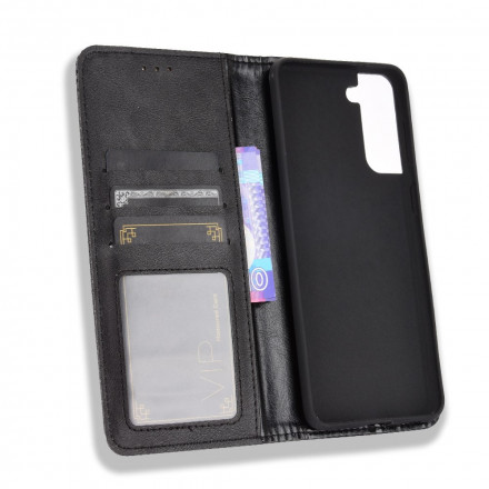 Flip Cover Samsung Galaxy S21 5G Effet Cuir Vintage Stylisé Flip Cover Samsung Galaxy S21 5G Effet Cuir Vintage Stylisé