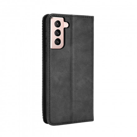 Flip Cover Samsung Galaxy S21 5G Effet Cuir Vintage Stylisé