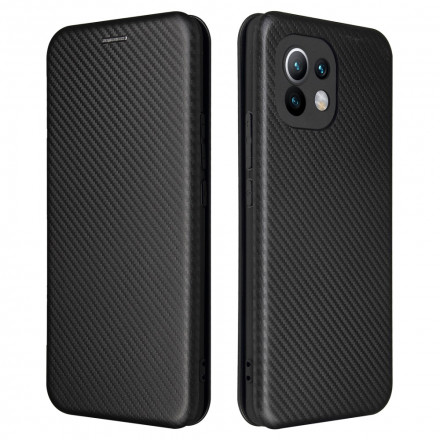 Flip Cover Xiaomi Mi 11 Fibre Carbone avec Anneau Support Flip Cover Xiaomi Mi 11 Fibre Carbone avec Anneau Support