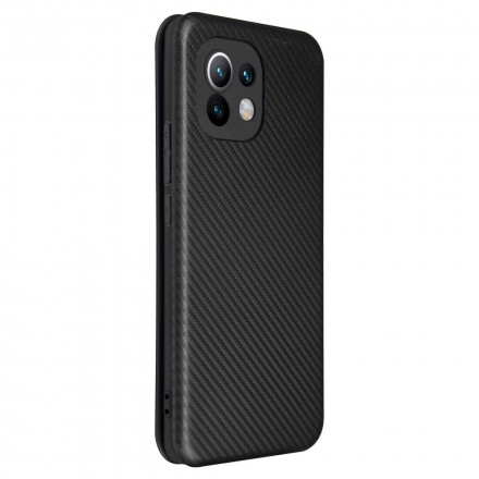 Flip Cover Xiaomi Mi 11 Fibre Carbone avec Anneau Support Flip Cover Xiaomi Mi 11 Fibre Carbone avec Anneau Support