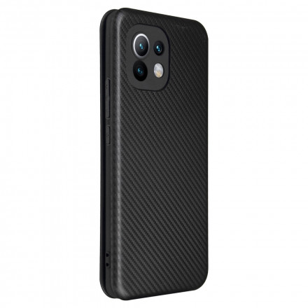 Flip Cover Xiaomi Mi 11 Fibre Carbone avec Anneau Support