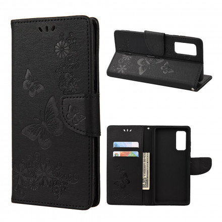 Housse Samsung Galaxy A72 5G Splendides Papillons à Lanière Housse Samsung Galaxy A72 5G Splendides Papillons à Lanière