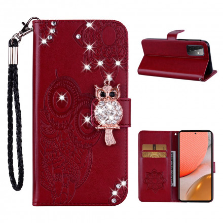 Housse Samsung Galaxy A72 5G Hibou Mandala et Breloque Housse Samsung Galaxy A72 5G Hibou Mandala et Breloque