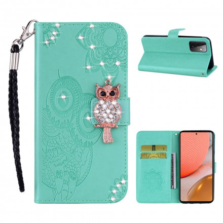 Housse Samsung Galaxy A72 5G Hibou Mandala et Breloque Housse Samsung Galaxy A72 5G Hibou Mandala et Breloque