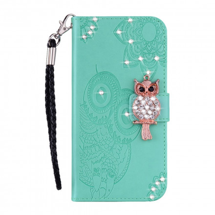Housse Samsung Galaxy A72 5G Hibou Mandala et Breloque Housse Samsung Galaxy A72 5G Hibou Mandala et Breloque