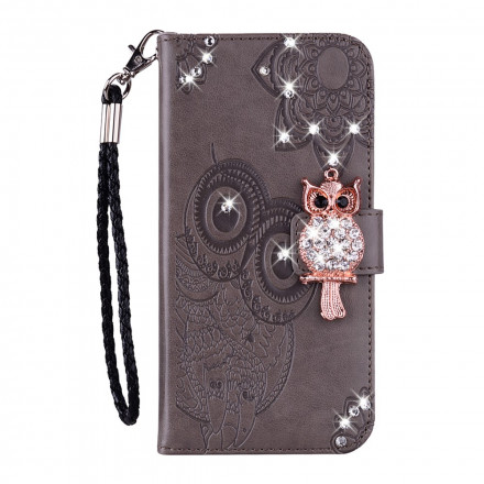 Housse Samsung Galaxy S21 Ultra 5G Hibou Mandala et Breloque