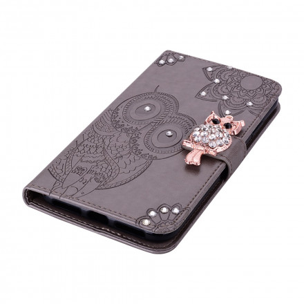 Housse Samsung Galaxy S21 Ultra 5G Hibou Mandala et Breloque