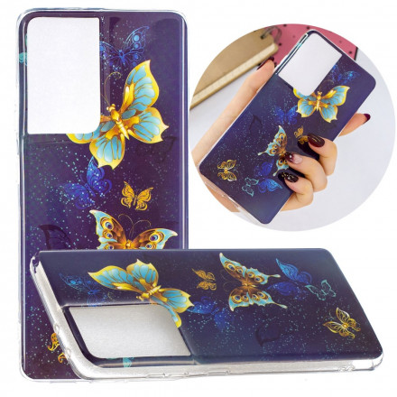 Coque Samsung Galaxy S21 Ultra 5G Série Papillons Fluorescente
