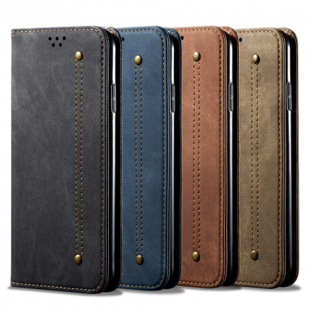 Flip Cover Samsung Galaxy S21 Ultra 5G Tissu Jeans Flip Cover Samsung Galaxy S21 Ultra 5G Tissu Jeans