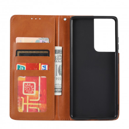 Flip Cover Samsung Galaxy S21 Ultra 5G Simili Cuir Porte-Cartes Flip Cover Samsung Galaxy S21 Ultra 5G Simili Cuir Porte-Cartes