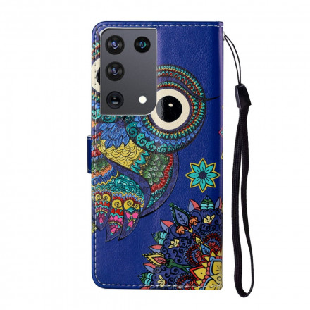 Housse Samsung Galaxy S21 Ultra 5G Hibou en Mandala Housse Samsung Galaxy S21 Ultra 5G Hibou en Mandala