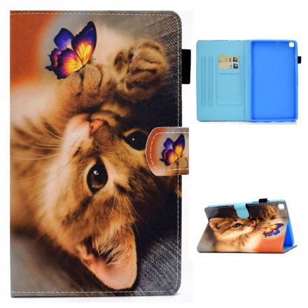 Housse Samsung Galaxy Tab A7 (2020) Mon Chaton et Papillon Housse Samsung Galaxy Tab A7 (2020) Mon Chaton et Papillon