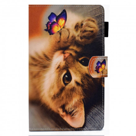 Housse Samsung Galaxy Tab A7 (2020) Mon Chaton et Papillon Housse Samsung Galaxy Tab A7 (2020) Mon Chaton et Papillon