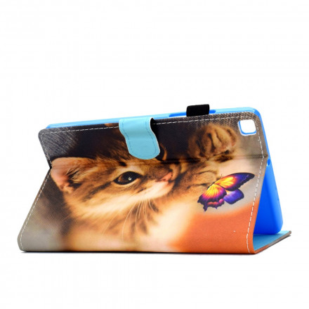 Housse Samsung Galaxy Tab A7 (2020) Mon Chaton et Papillon Housse Samsung Galaxy Tab A7 (2020) Mon Chaton et Papillon