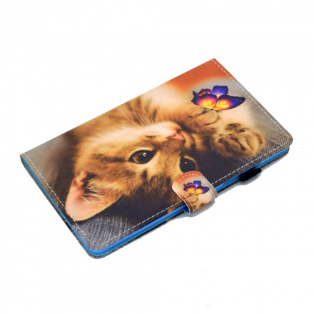 Housse Samsung Galaxy Tab A7 (2020) Mon Chaton et Papillon Housse Samsung Galaxy Tab A7 (2020) Mon Chaton et Papillon