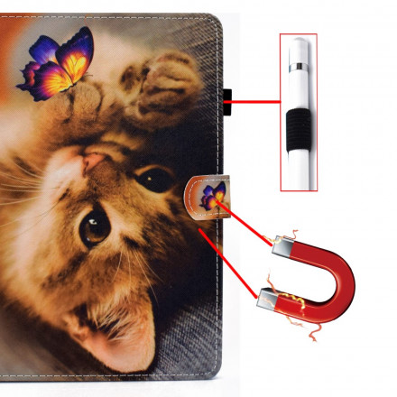 Housse Samsung Galaxy Tab A7 (2020) Mon Chaton et Papillon Housse Samsung Galaxy Tab A7 (2020) Mon Chaton et Papillon