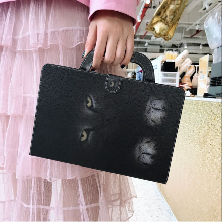 Housse Samsung Galaxy Tab A7 (2020) Yeux Félin avec Poignée Housse Samsung Galaxy Tab A7 (2020) Yeux Félin avec Poignée