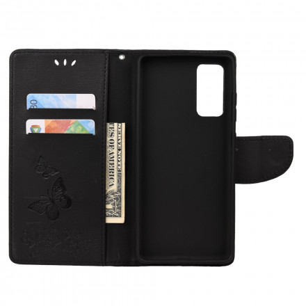 Housse Samsung Galaxy A52 5G Splendides Papillons à Lanière Housse Samsung Galaxy A52 5G Splendides Papillons à Lanière