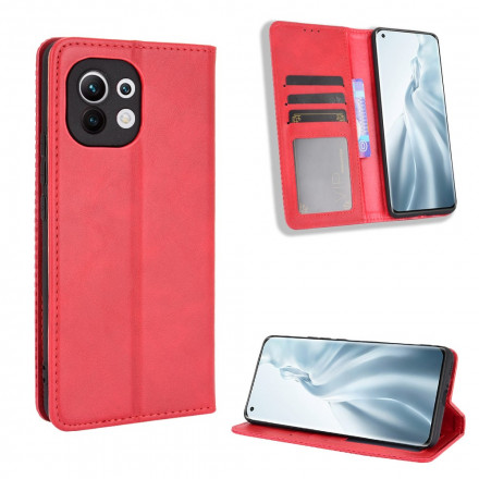 Flip Cover Xiaomi Mi 11 Effet Cuir Vintage Stylisé Flip Cover Xiaomi Mi 11 Effet Cuir Vintage Stylisé