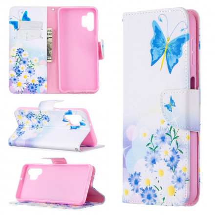 Housse Samsung Galaxy A32 5G Papillons et Fleurs Peints Housse Samsung Galaxy A32 5G Papillons et Fleurs Peints