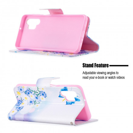 Housse Samsung Galaxy A32 5G Papillons et Fleurs Peints Housse Samsung Galaxy A32 5G Papillons et Fleurs Peints