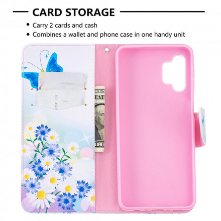 Housse Samsung Galaxy A32 5G Papillons et Fleurs Peints Housse Samsung Galaxy A32 5G Papillons et Fleurs Peints