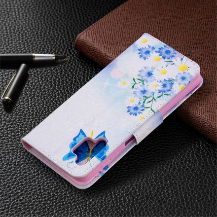 Housse Samsung Galaxy A32 5G Papillons et Fleurs Peints Housse Samsung Galaxy A32 5G Papillons et Fleurs Peints