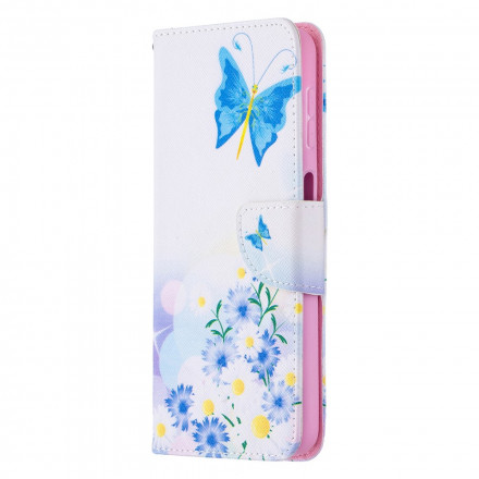 Housse Samsung Galaxy A32 5G Papillons et Fleurs Peints Housse Samsung Galaxy A32 5G Papillons et Fleurs Peints