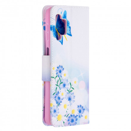Housse Samsung Galaxy A32 5G Papillons et Fleurs Peints Housse Samsung Galaxy A32 5G Papillons et Fleurs Peints