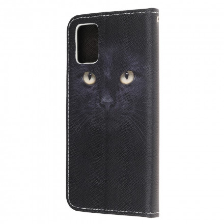 Housse Samsung Galaxy A32 5G Yeux de Chat Noir à Lanière Housse Samsung Galaxy A32 5G Yeux de Chat Noir à Lanière