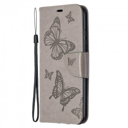 Housse Xiaomi Redmi 9A Papillons Imprimés à Lanière