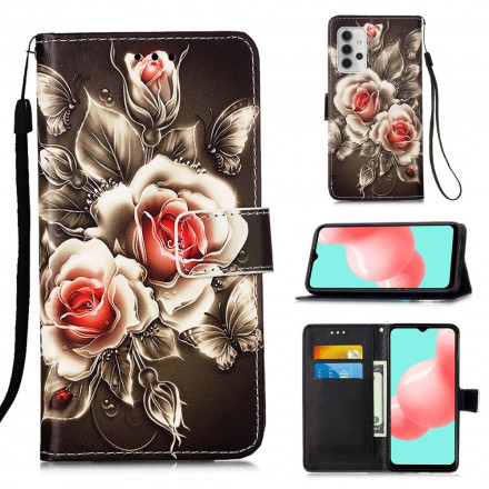 Housse Samsung Galaxy A32 5G Roses Dorées Housse Samsung Galaxy A32 5G Roses Dorées