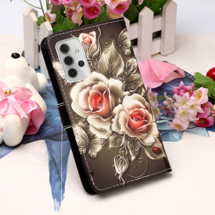 Housse Samsung Galaxy A32 5G Roses Dorées Housse Samsung Galaxy A32 5G Roses Dorées