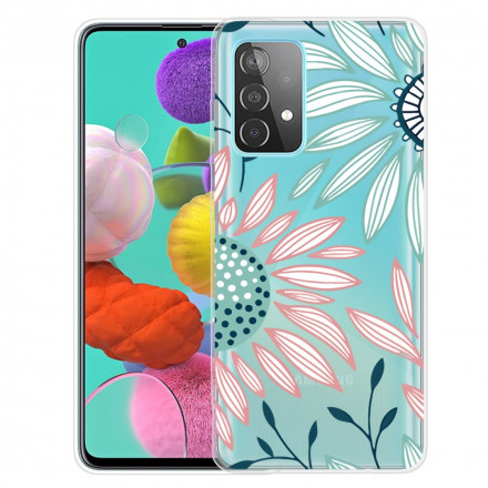 Avec film de protection en verre blindé En silicone transparent Motif floral 5G//4G Fine Croazhi Coque de protection pour Samsung Galaxy A52 Anti-chocs