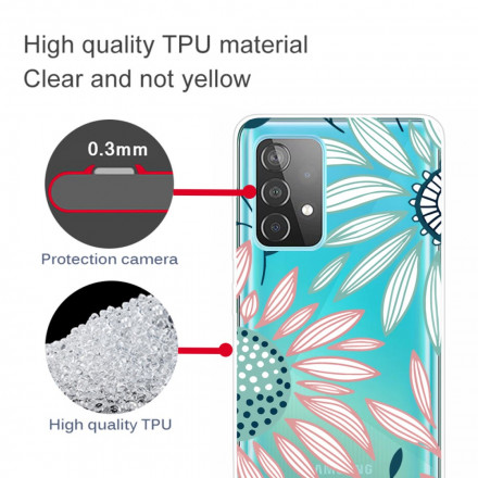 Avec film de protection en verre blindé En silicone transparent Motif floral 5G//4G Fine Croazhi Coque de protection pour Samsung Galaxy A52 Anti-chocs