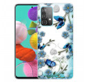 Coque Samsung Galaxy A52 5G Transparente Papillons et Fleurs Rétros