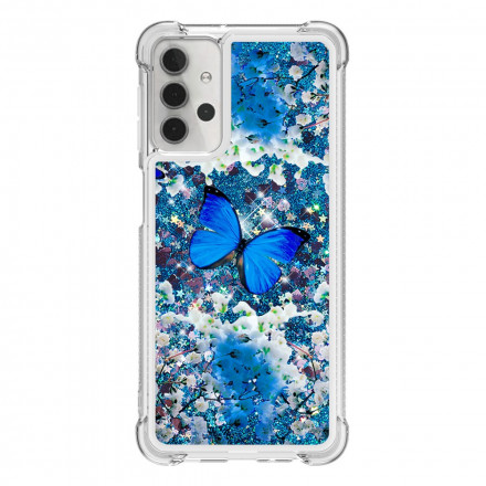 Coque Samsung Galaxy A32 5G Papillons Bleus Paillettes Coque Samsung Galaxy A32 5G Papillons Bleus Paillettes