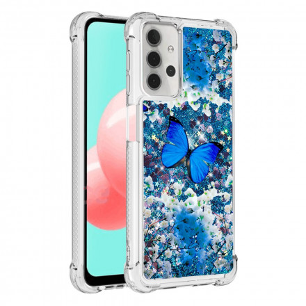 Coque Samsung Galaxy A32 5G Papillons Bleus Paillettes Coque Samsung Galaxy A32 5G Papillons Bleus Paillettes