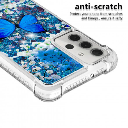 Coque Samsung Galaxy A32 5G Papillons Bleus Paillettes Coque Samsung Galaxy A32 5G Papillons Bleus Paillettes